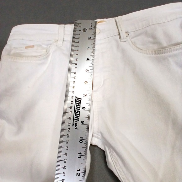 Boss Hugo Boss Men 32x30 White Stretch Cashmere-Touch Slim‎ Fit Candiani Jeans - Picture 5 of 16